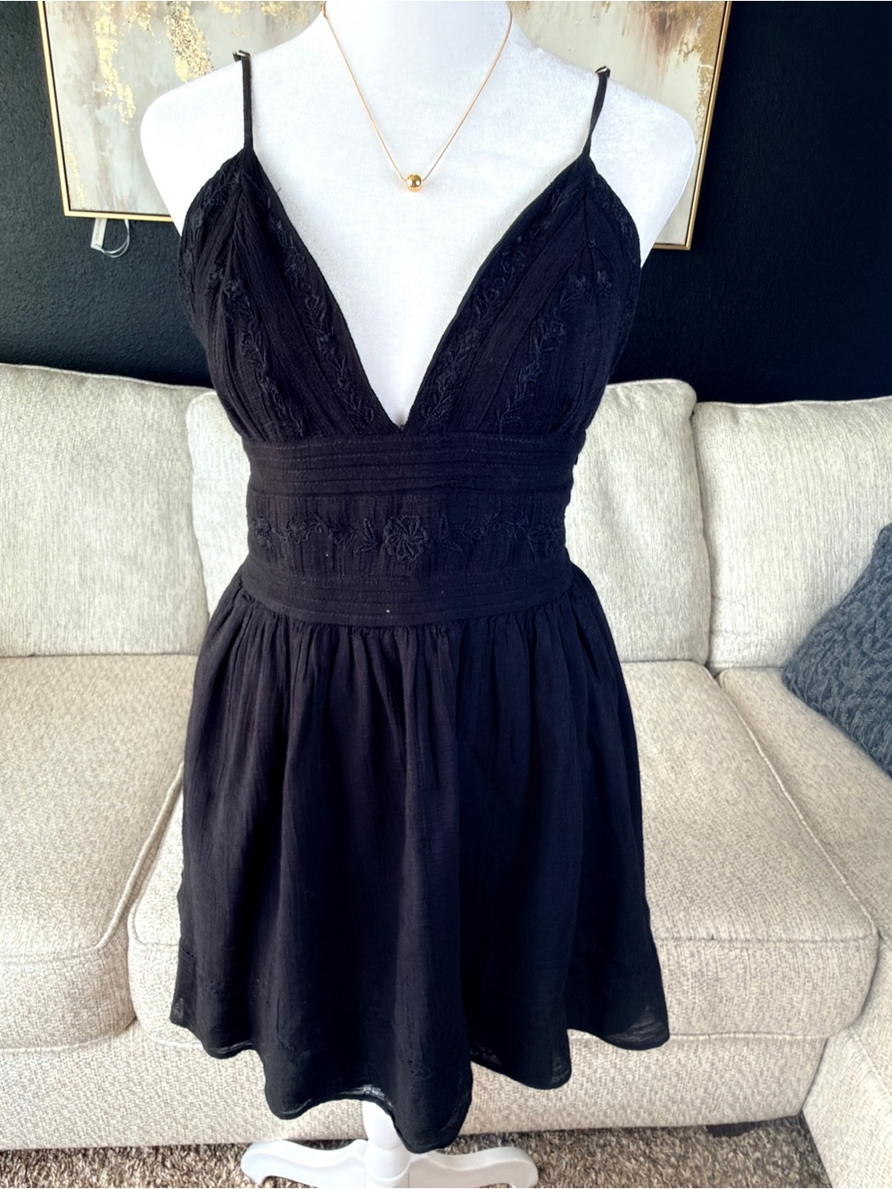 Zara Black Spaghetti Strap V-Neck Mini Dress